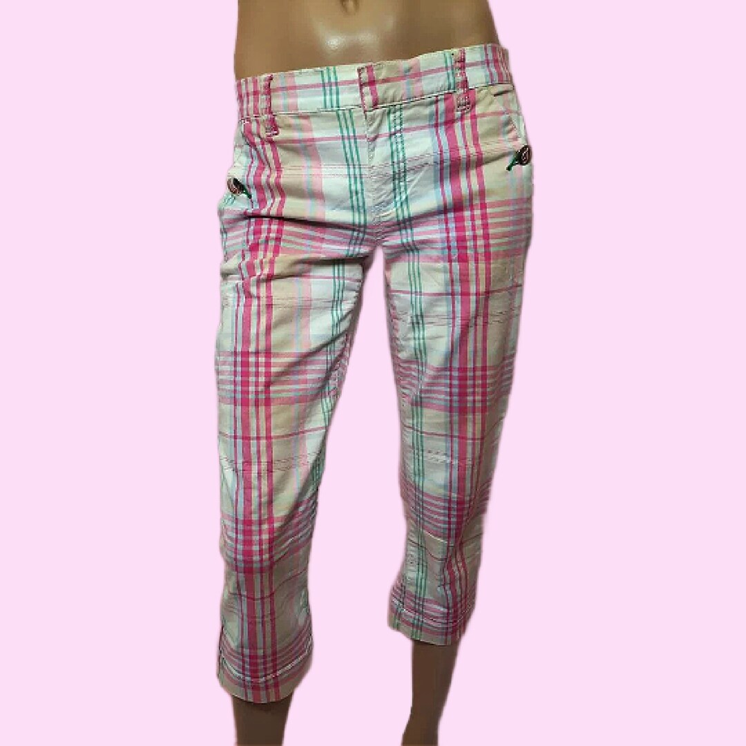 Vrouwen Y2K Geruite Broek Vintage Gingham Elastische
