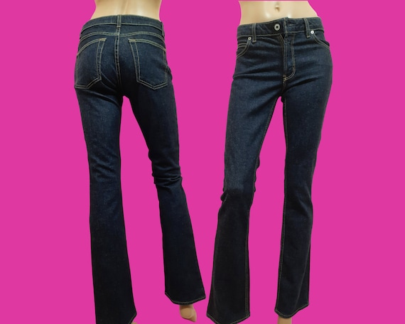 Y2K Bootcut Mujer XS US Talla 1 Dark Denim Mid Rise - Etsy México