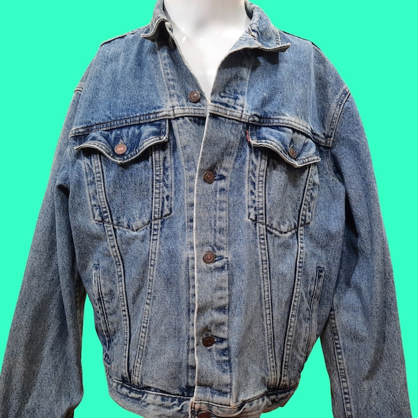 vintage des années 90 Levis Red Tab Denim Trucker Jean Jacket Mens Size S 75525 made In Canada