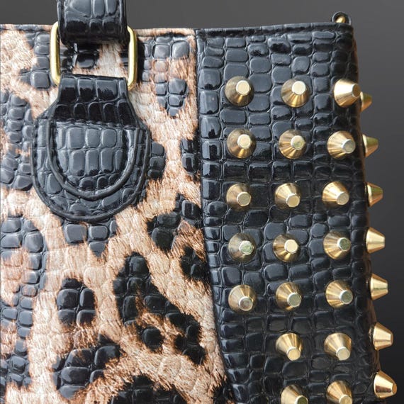 Y2K Leopard Print Studded Handag Mcbling Trashy 2000s Emo Gyaru