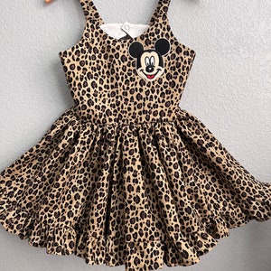 Leopard Mickey Kleid Magic Kingdom Kleid Mädchen Tierreich Outfit Geparden Mädchen Kleid Minnie Disney Kleid Mädchen Mädchen Tierreich Outfit
