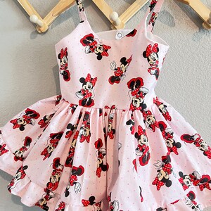 Minnie Mouse Printed Dress For Baby Girl In Terry Stuff Pink Color