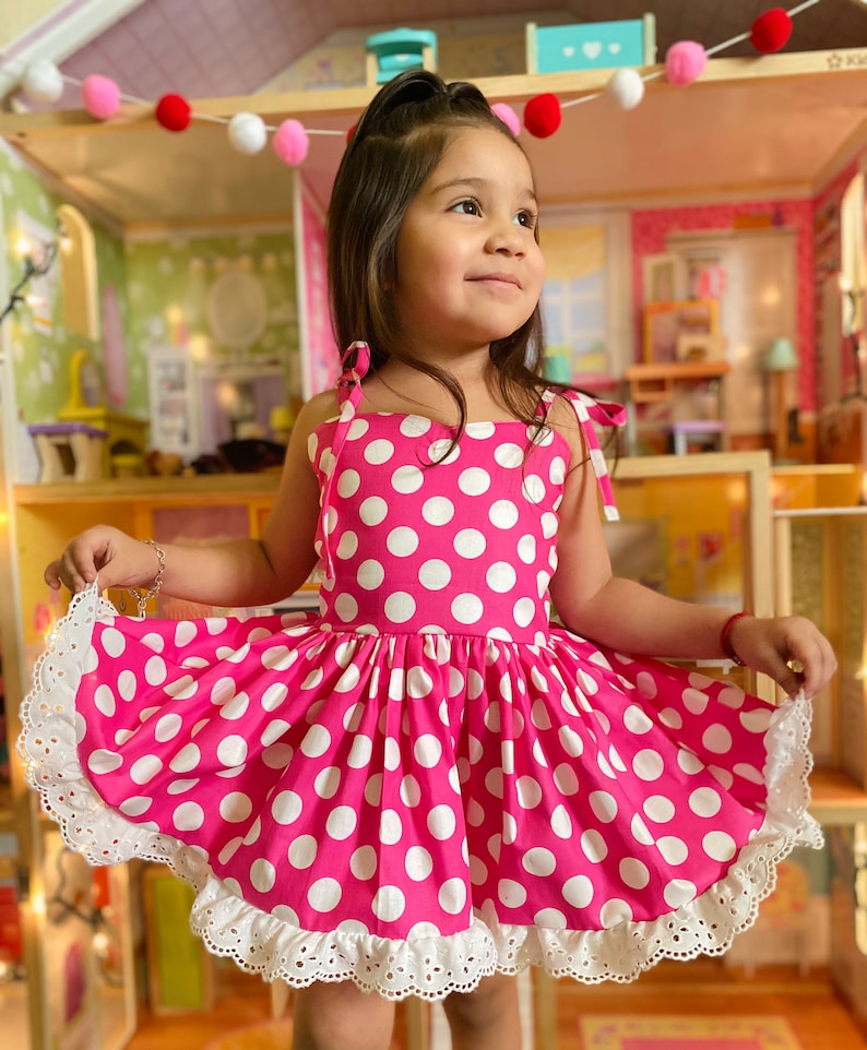 Minnie Mouse Dress Girls Pink Polka Dot Dress Toddler Twoodles | Etsy