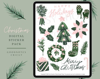 Blush Pink und Cedar Christmas Sticker Pack für GoodNotes | Digitale Planung | Transparent vorgestanzt