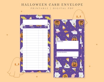 Halloween Bargeldumschlag zum Ausdrucken | Budgetierung Umschlag System PDF | Süßer Geist & Candy Tracker | Digitaler Download für Bargeld Füllung