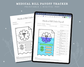 Medizinische Bill Payoff Tracker | Verschuldung Schneeball Chart | Druckbares & digitales PDF | Haushaltsplaner für Debt Free Journe