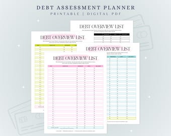 Verschuldensassessment Planer Printable | Personal Überblick Arbeitsblatt PDF | Entschuldung | Dave Ramsey Baby Schritt 2 Budget-Tool