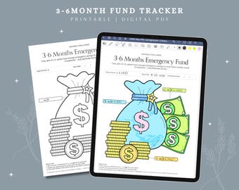 3–6 Monate Notfall Fund Tracker | Baby Schritt 3 Spar-Challenge | Druckbares PDF Budgetplaner, Arbeitsblatt für finanzielle Ziele