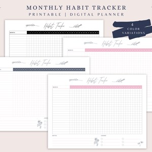 Boho Monthly Habit Tracker - 4 color variations included | Printable | Digital Planner