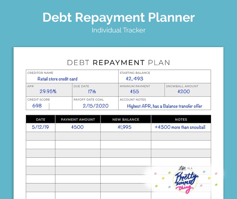 Debt Repayment Plan Overview and Individual Credit tracker Etsy Debt Repayment Plan Overview and Individual Credit tracker Etsy