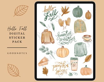 Hallo Herbst Sticker Pack für GoodNotes | Digitale Planung | Transparent vorgestanzt
