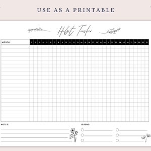 Boho Monthly Habit Tracker - 4 Color Variations Included | Printable ...