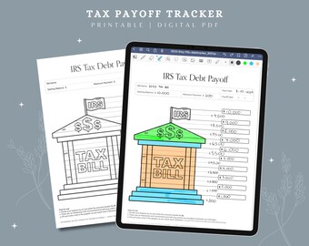 Tax Bill IRS Debt Tracker Chart | Verschuldung Schneeball Chart | Druckbares & digitales PDF | Haushaltsplaner für eine schuldenfreie Reise