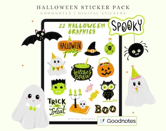 22 Halloween Grafiken Digitale Aufkleber | Goodnotes & Notability | Niedliche Geist, Hexe, Kürbis Grafiken | Druckbare Clipart für Cricut