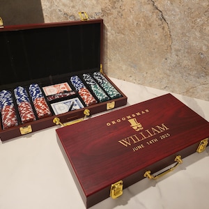 Set regalo di poker personalizzato / Set da poker con 300 fiches / Regalo per il testimone di nozze / Serata di gioco