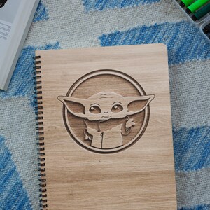 Cuaderno de cubierta de madera personalizado de la colección Star Wars / Cuaderno de bocetos personalizado / Cuaderno grabado personalizado