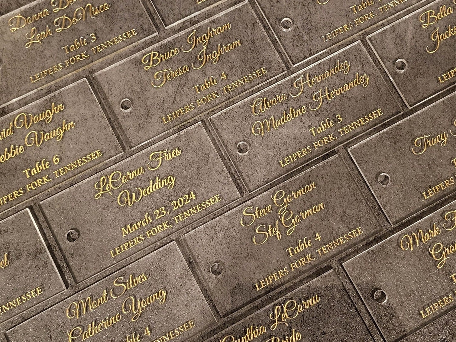 Marque-places pour mariage (rectangle) | Marque-places avec deux noms | Noms d'événement | Cartes de visite personnalisées en acrylique