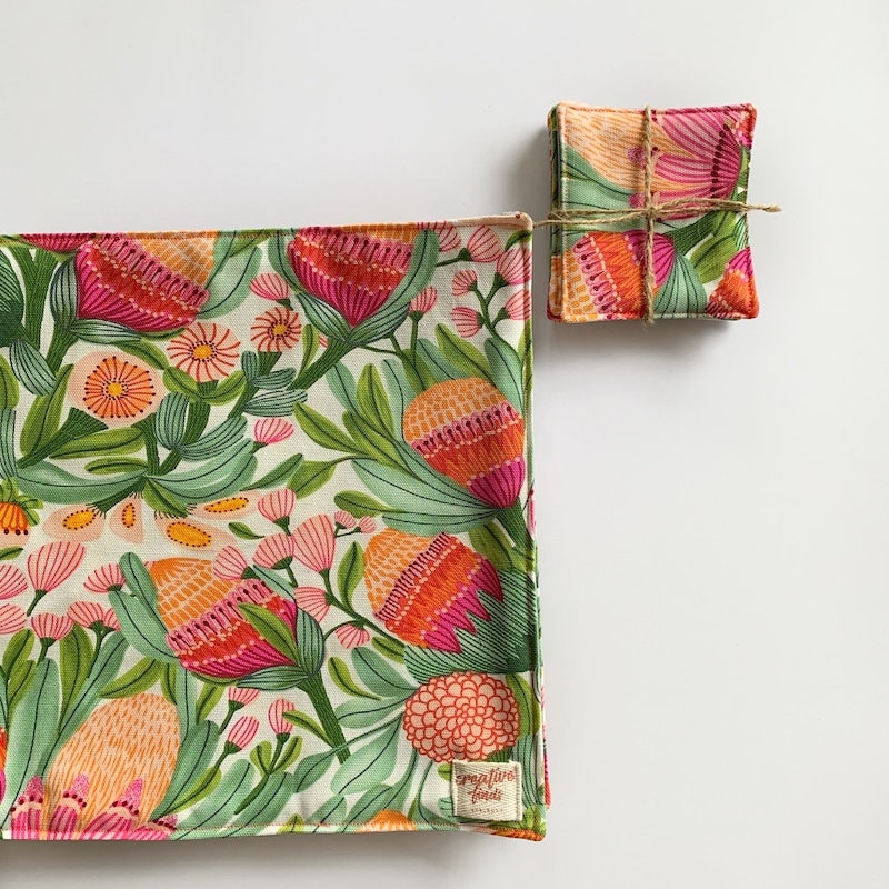 Placemat & coaster set of 4 outdoor fabric Etsy