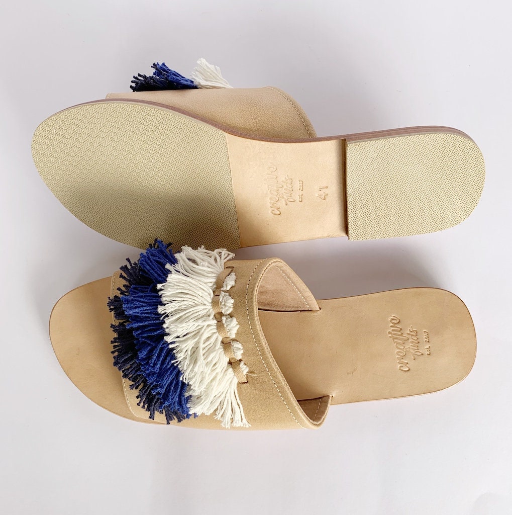 tassel slide sandals