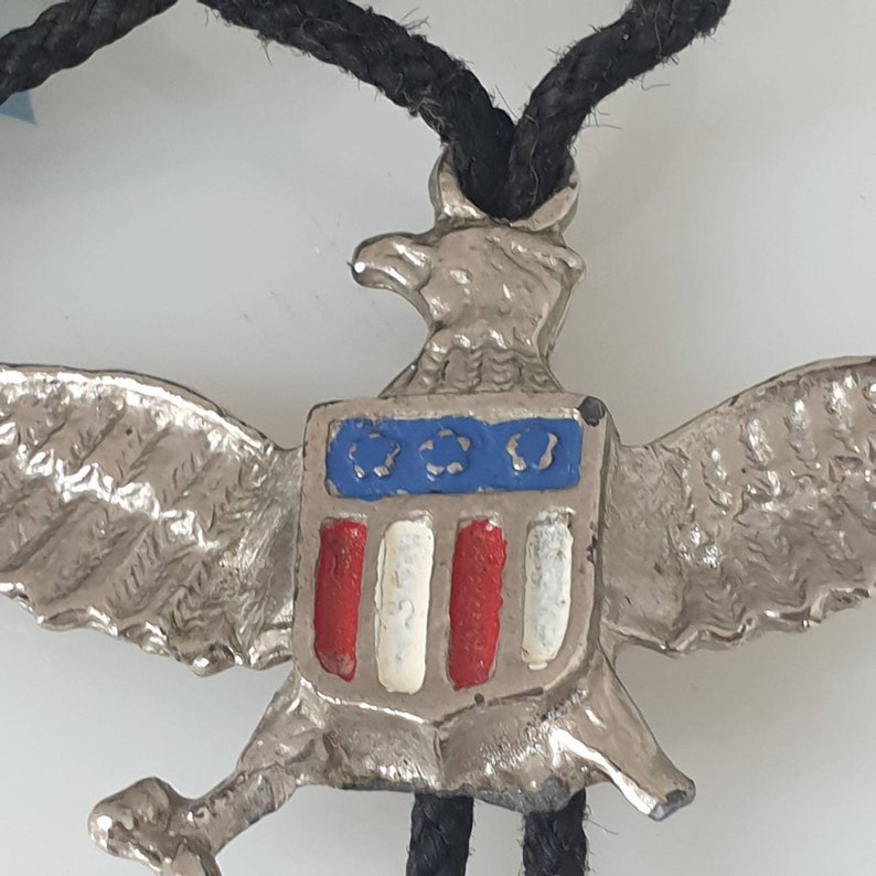 Eagle US Flag Bolo Tie Eagle Bolo Tie Vintage Bolo Tie American Flag Bolo Tie Cowboy Bootlace Bolo Tie