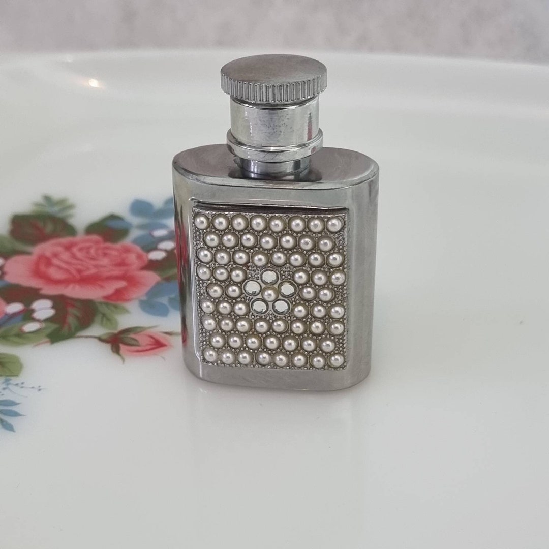 Pearl Studded Hip Flask, Stainless Steel Pearl Bead Hip Flask, Faux