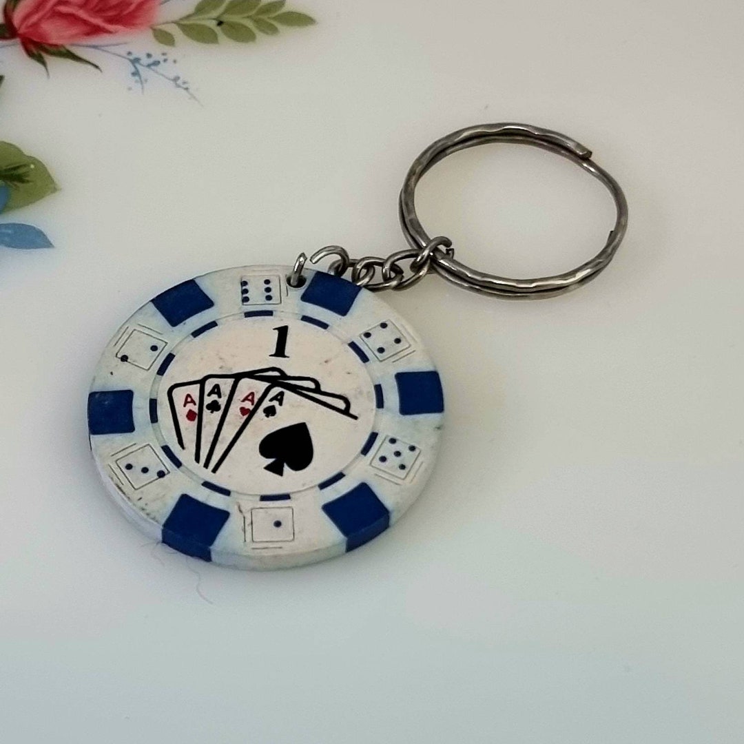 Vintage Poker Chip Keychain Keyring Etsy