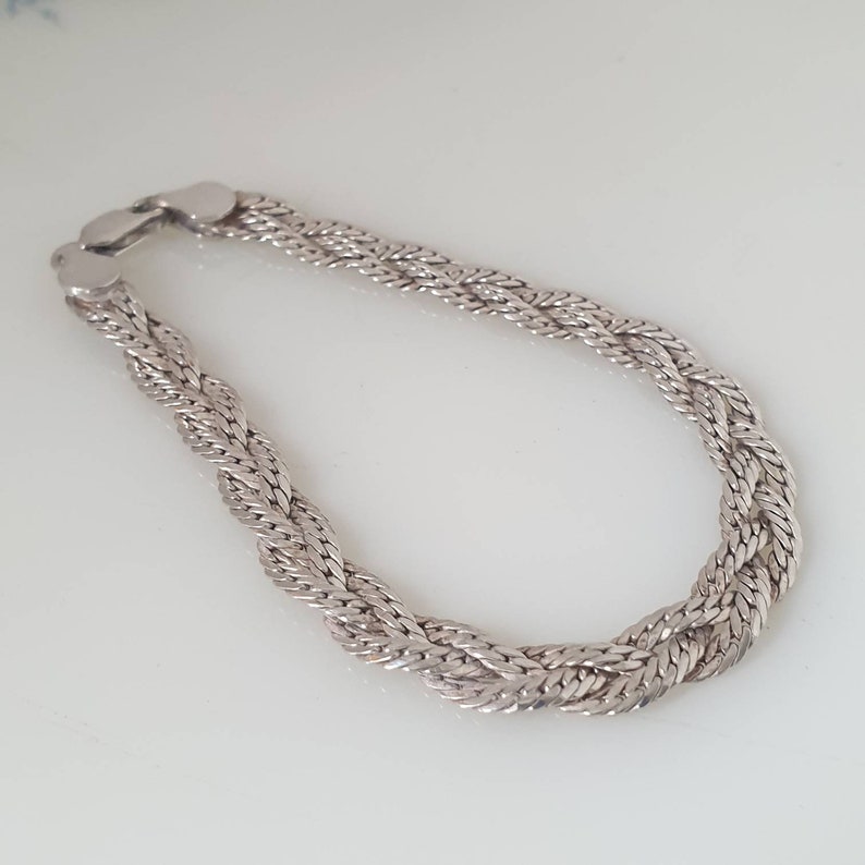 Vintage Sterling Silver Braided Bracelet Silver Woven Bracelet 925 Silver Woven Bracelet DC022