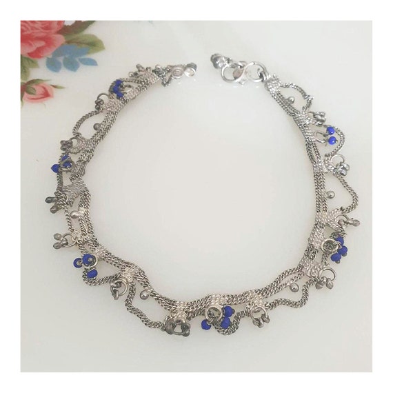Indian Silver Anklet, Belly Dance Ankle Bracelet M