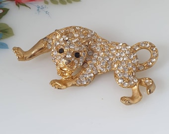 Vintage Swarovski Tiger Brooch,  Vintage Tiger Brooch, Swarovski Tiger Brooch,  big cat brooch