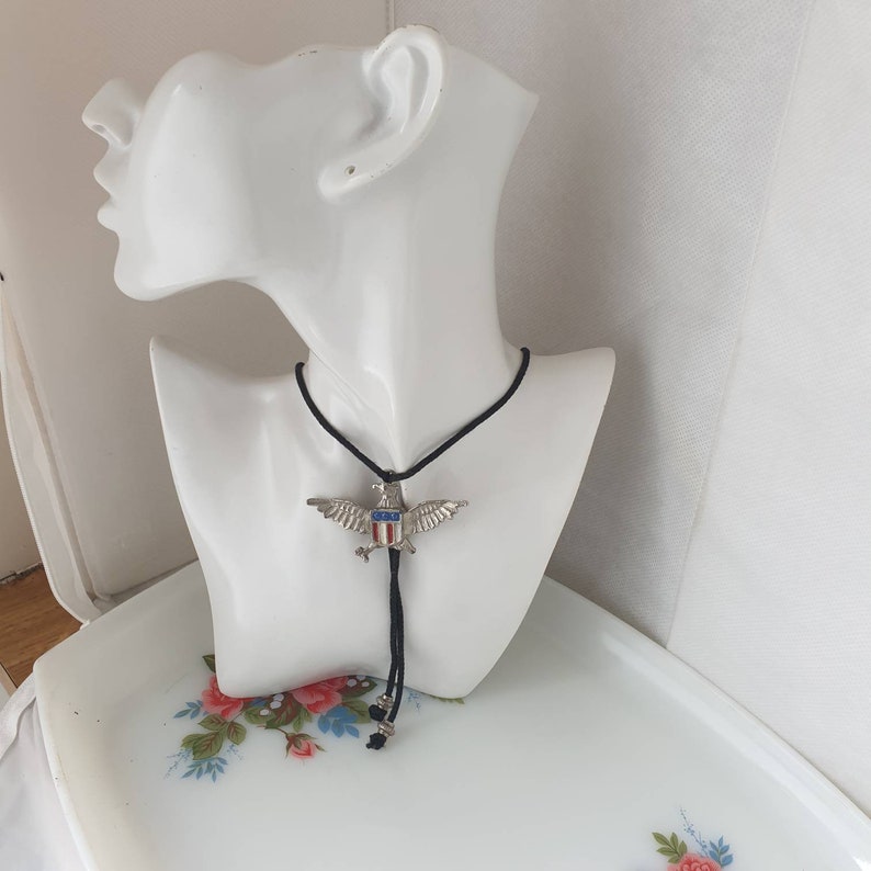 Eagle US Flag Bolo Tie Eagle Bolo Tie Vintage Bolo Tie American Flag Bolo Tie Cowboy Bootlace Bolo Tie