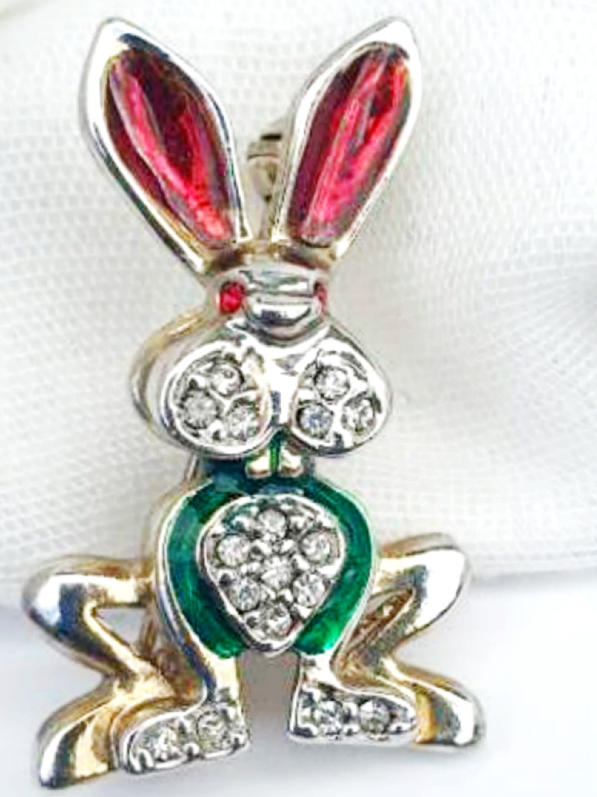 Vintage Rabbit brooch bunny rabbit brooch pin Rhinestone Etsy