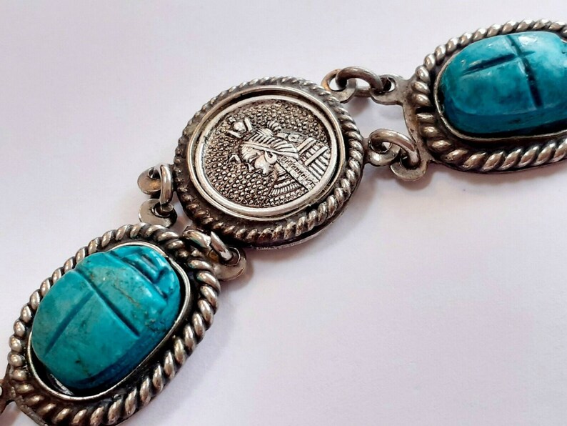 Vintage Scarab Beetle Bracelet Egyptian Revival Scarab Beetle Etsy