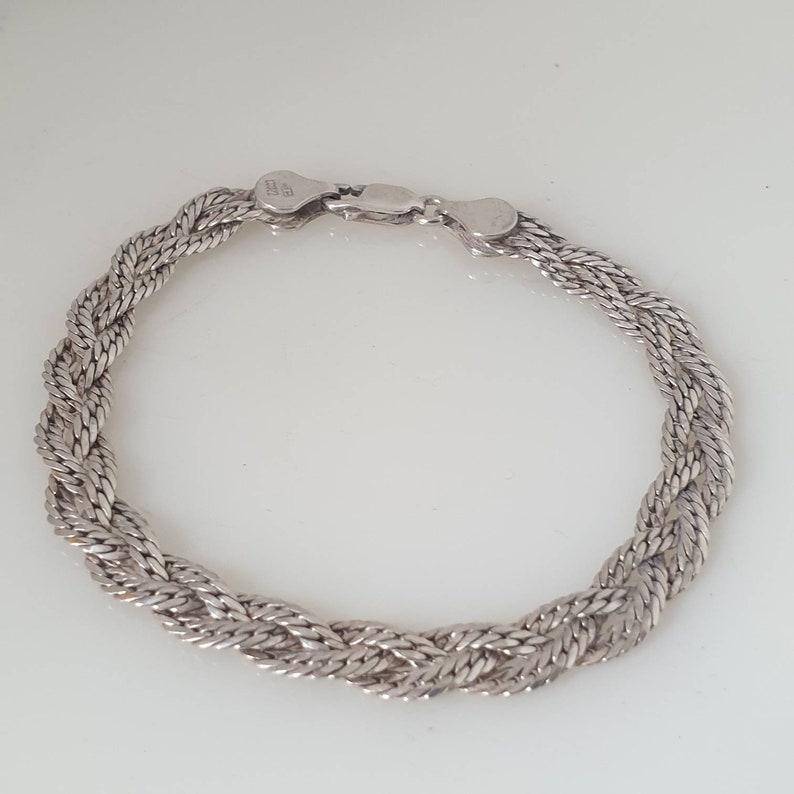 Vintage Sterling Silver Braided Bracelet Silver Woven Bracelet 925 Silver Woven Bracelet DC022