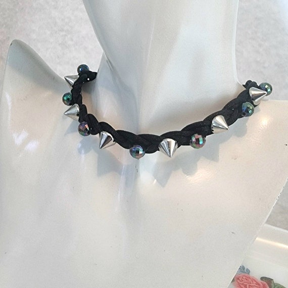Vintage Spike Studded Choker Necklace, Gothic/Pun… - image 2