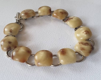 Vintage Scottish Stone Bracelet,  Scottish Agate Bracelet, Vintage Stone Link Bracelet, Natural Stone Link Bracelet