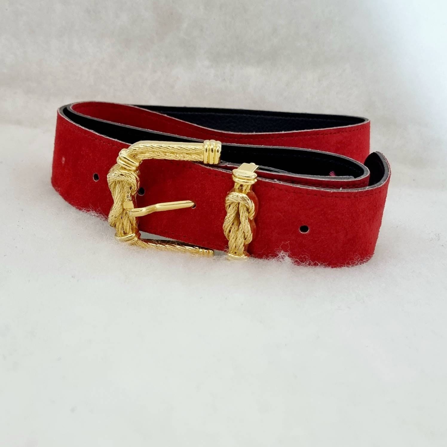 Gucci woman belt plain leather red with GG buckle 3.0cm