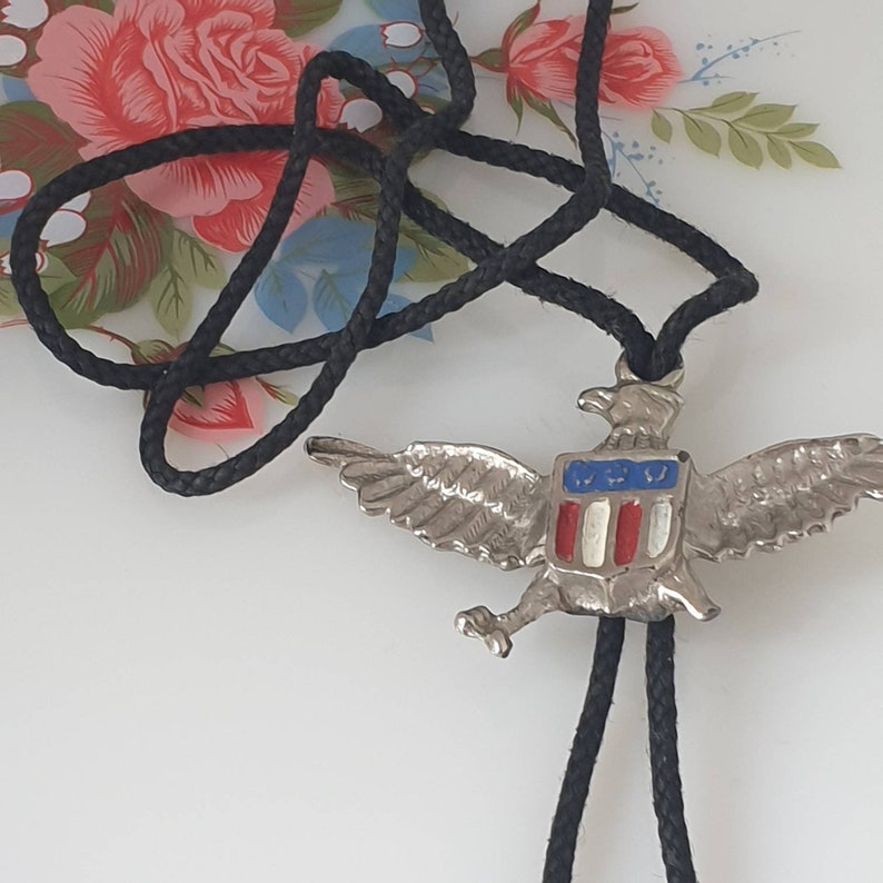 Eagle US Flag Bolo Tie Eagle Bolo Tie Vintage Bolo Tie American Flag Bolo Tie Cowboy Bootlace Bolo Tie