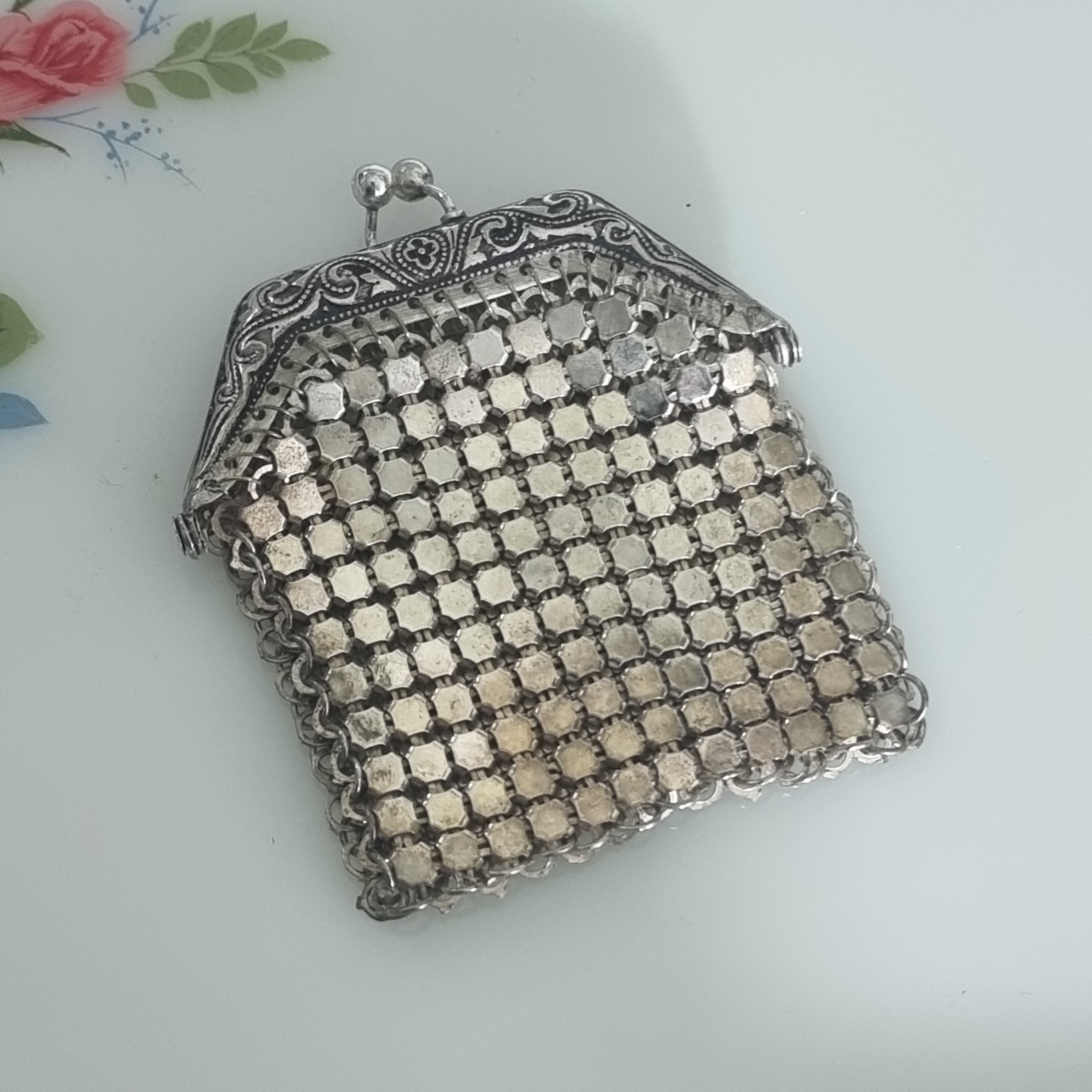 Antique Sterling silver mesh purse - Ruby Lane