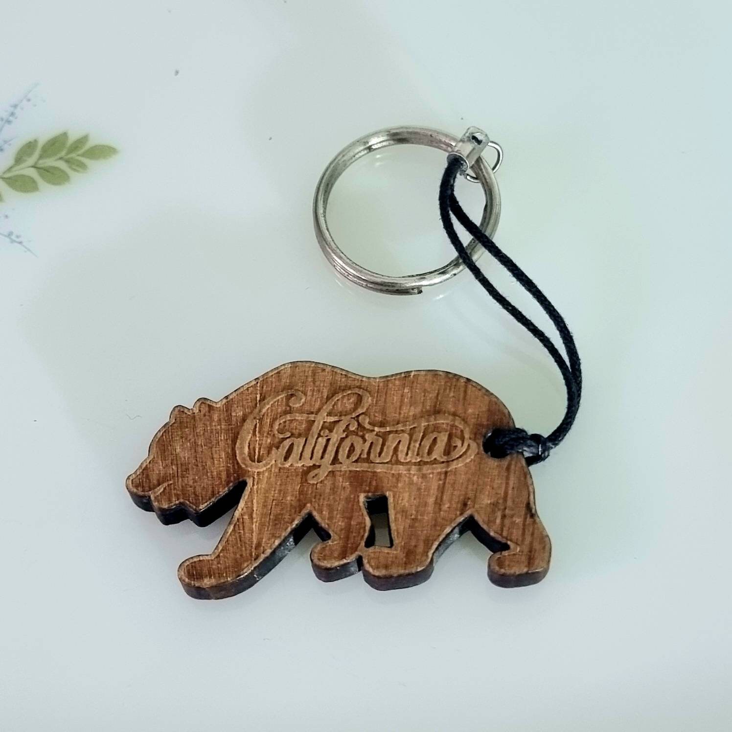 California Bear State Shape Metal Keychain