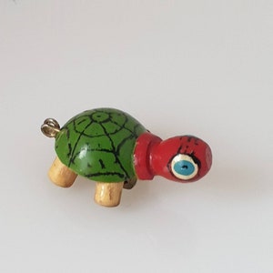 Vintage Tortoise Brooch, Wooden Hand painted Tortoise Brooch Pin, Cute Tortoise /Turtle Brooch image 10
