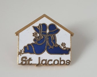 Vintage St Jabobs Enamel Pin Badge,  St Jacobs House Pin Badge GMB