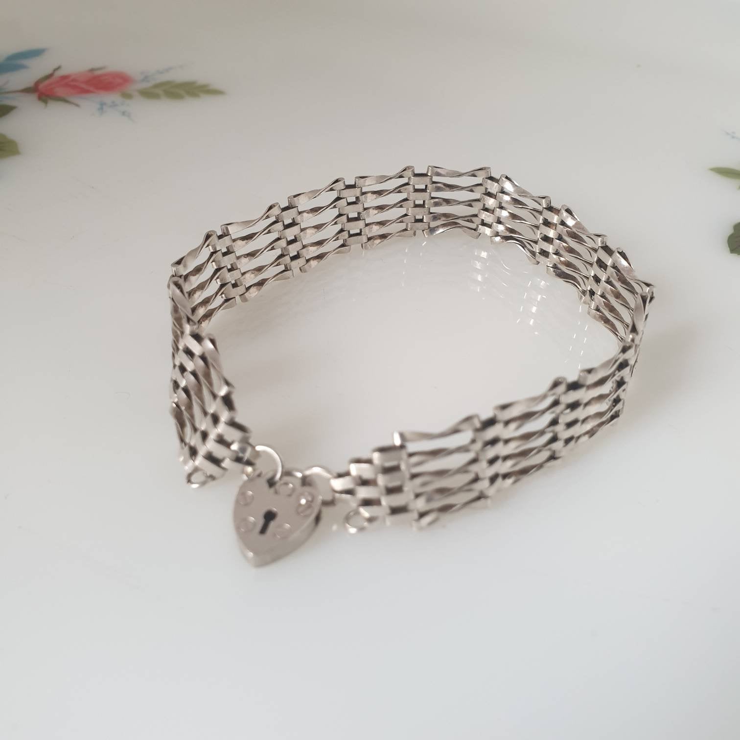 Vintage Sterling Silver Gate Bracelet Silver Padlock Bracelet Etsy