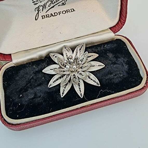 Vintage Star burst Silver Filigree Brooch Egyptia… - image 6