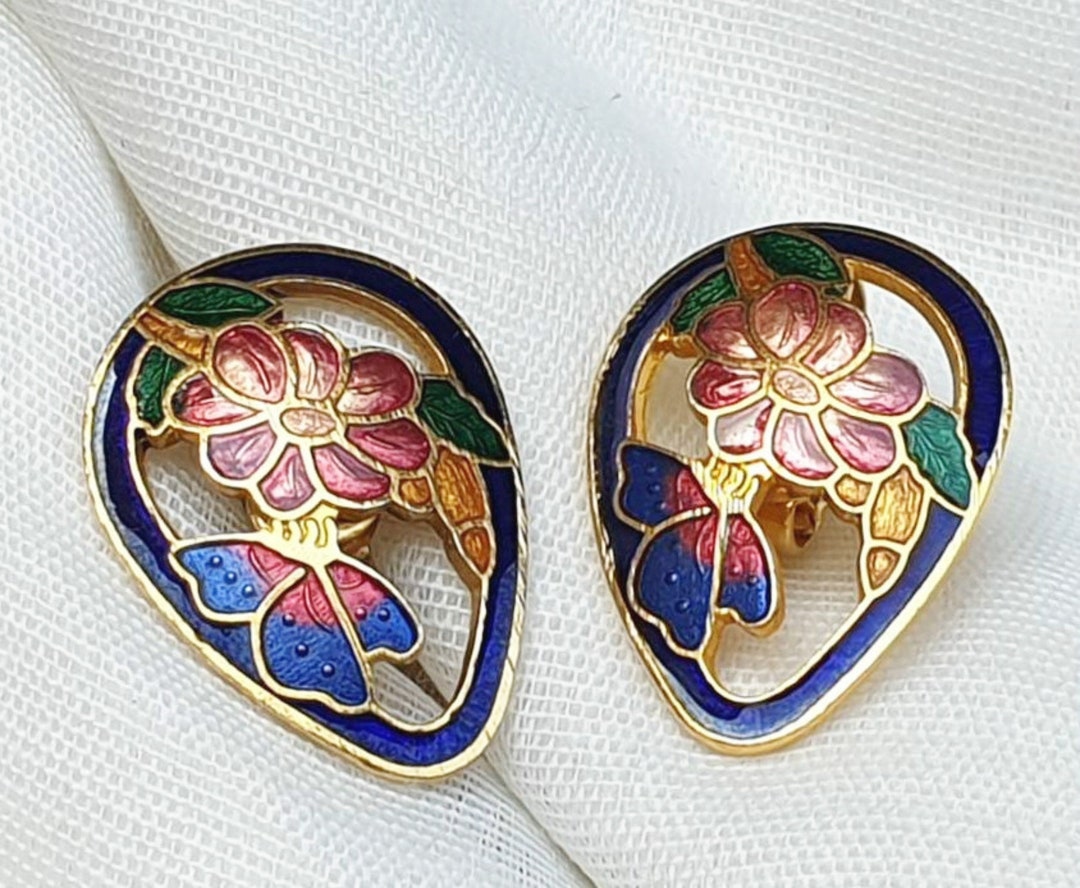 Vintage cloisonne earrings deals