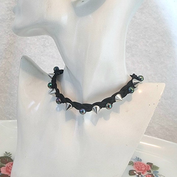 Vintage Spike Studded Choker Necklace, Gothic/Pun… - image 6