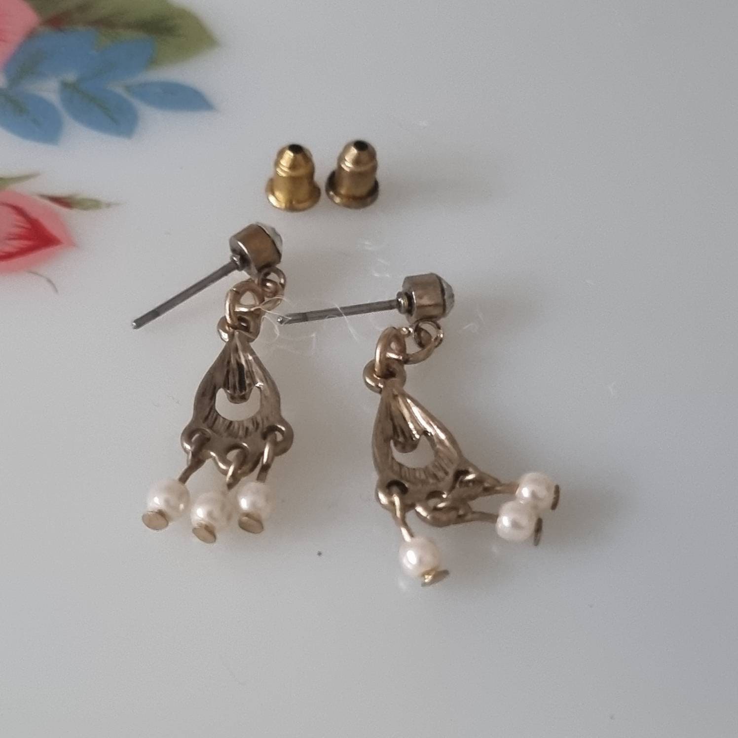Vintage Faux Pearl Tassel Earrings Gold Tone Tear Drop | Etsy