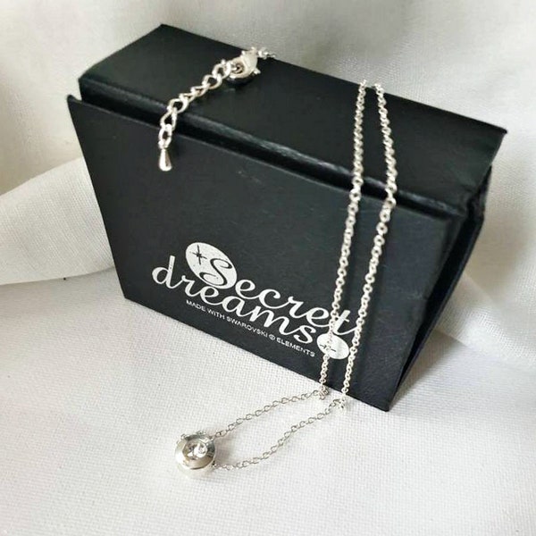 Collier pendentif en cristal vintage en boîte, collier Rêves secrets avec éléments Swavorski, collier fantaisie vintage en boîte
