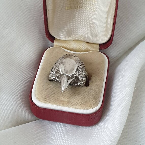 Solid Silver Eagle Ring, Silver Eagle Ring Signed