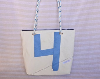 Small Recycled Sailcloth bag, sail tote with sail number- One of a kind!