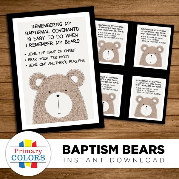 Remembering Baptismal Covenants - Bears of Baptism -- LDS Baptism gift (with talk)